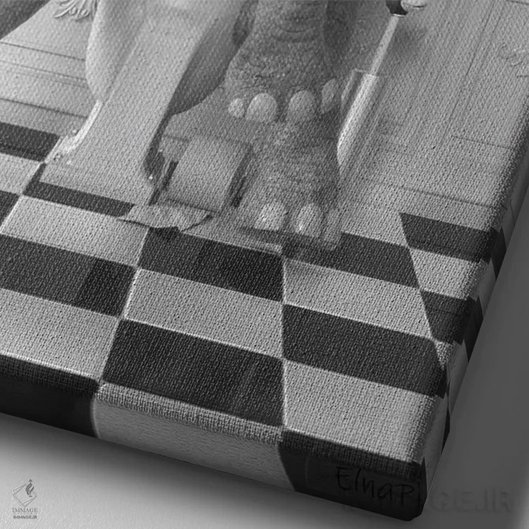 تابلو دکوراتیو فیل روی توالت اثر جوفری فیلیپ - نمای نزدیک بافت بوم