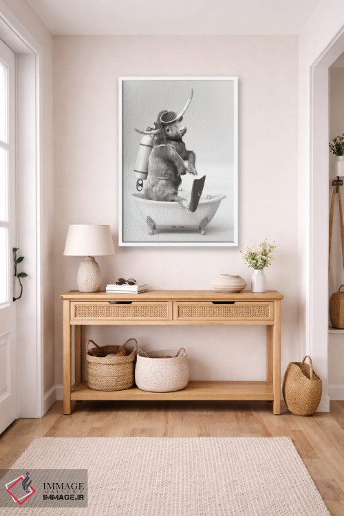 تابلو دکوراتیو گاو کوهستانی در حمام در حال غواصی زیر آب اثر جوفری فیلیپ - D5W