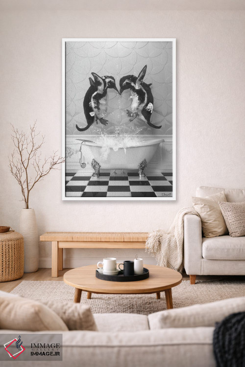 تابلو دکوراتیو پنگوئن ها در حمام اثر جوفری فیلیپ - D1W
