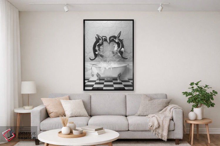 تابلو دکوراتیو پنگوئن ها در حمام اثر جوفری فیلیپ - D2B