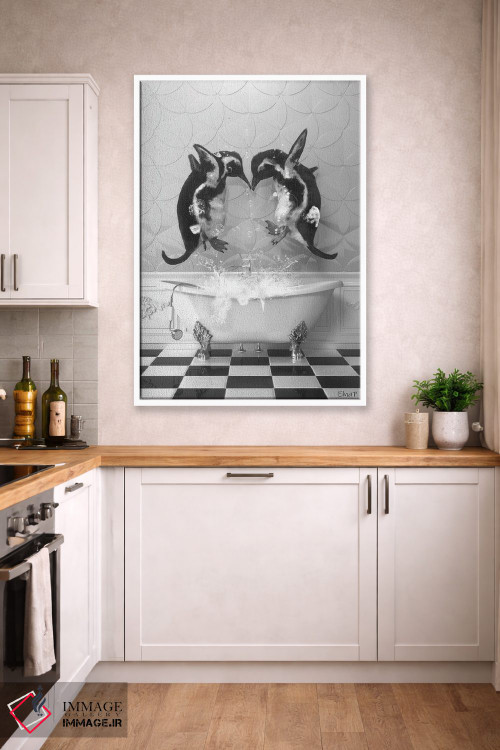 تابلو دکوراتیو پنگوئن ها در حمام اثر جوفری فیلیپ - D3W