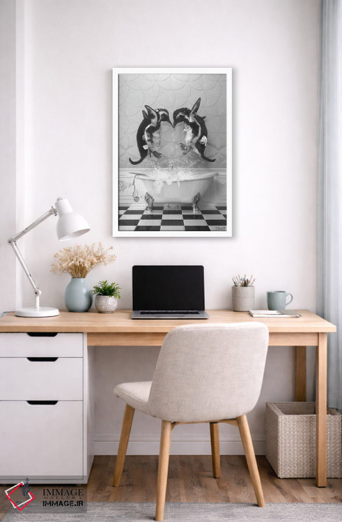 تابلو دکوراتیو پنگوئن ها در حمام اثر جوفری فیلیپ - D4W