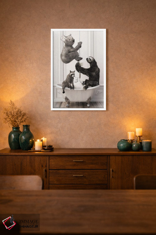 تابلو دکوراتیو تنبل و کوالا در حمام اثر جوفری فیلیپ - D1W
