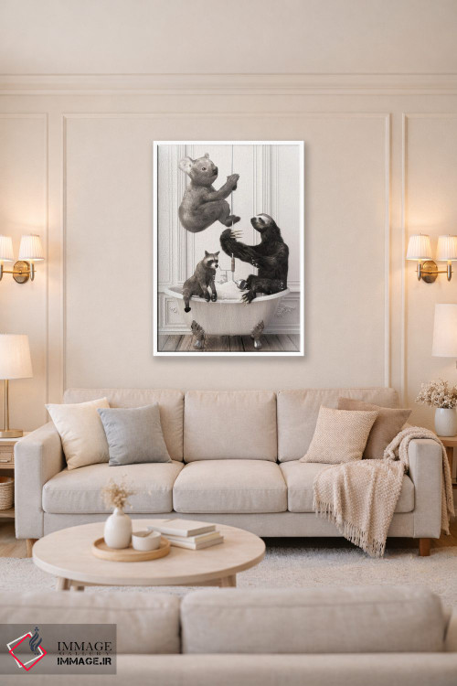 تابلو دکوراتیو تنبل و کوالا در حمام اثر جوفری فیلیپ - D3W