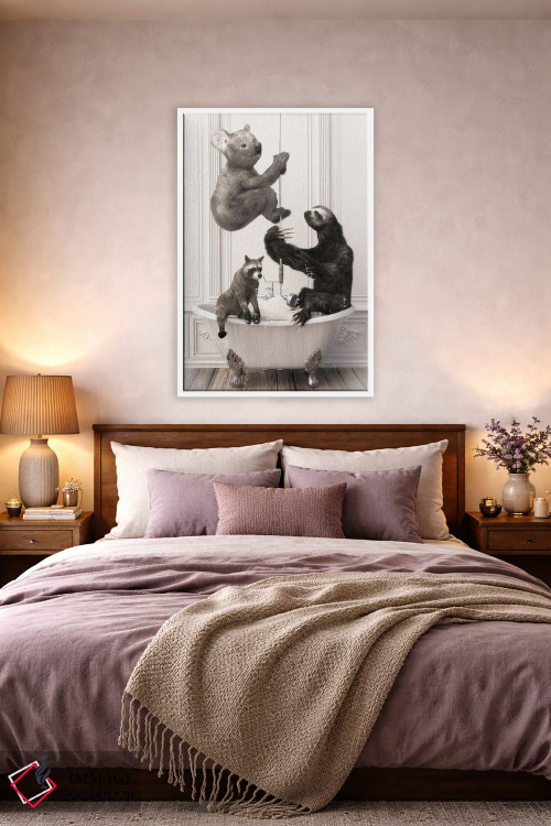 تابلو دکوراتیو تنبل و کوالا در حمام اثر جوفری فیلیپ - D4W