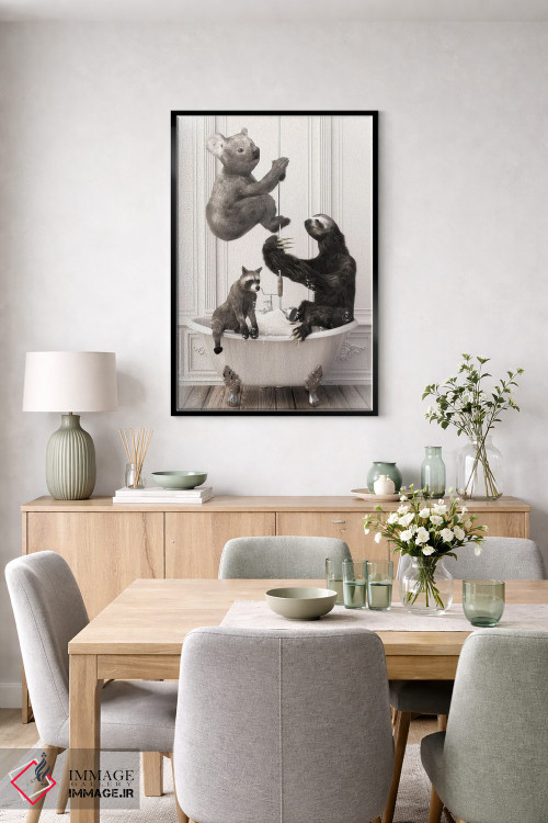 تابلو دکوراتیو تنبل و کوالا در حمام اثر جوفری فیلیپ - D5B