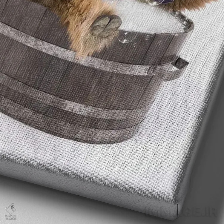 تابلو دکوراتیو گاو کوهستانی در حمام اثر جوفری فیلیپ - نمای نزدیک بافت بوم