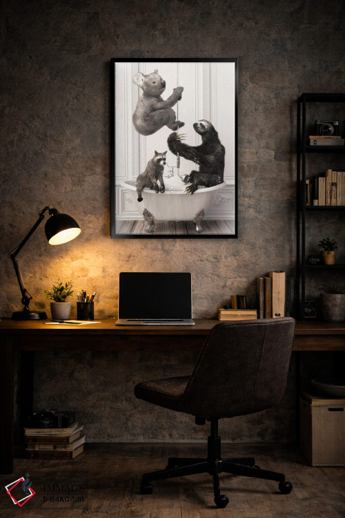 تابلو دکوراتیو تنبل و کوالا در حمام اثر جوفری فیلیپ - D6B