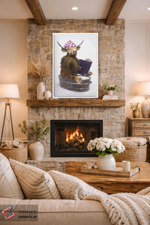 تابلو دکوراتیو گاو کوهستانی در حمام اثر جوفری فیلیپ - D1W