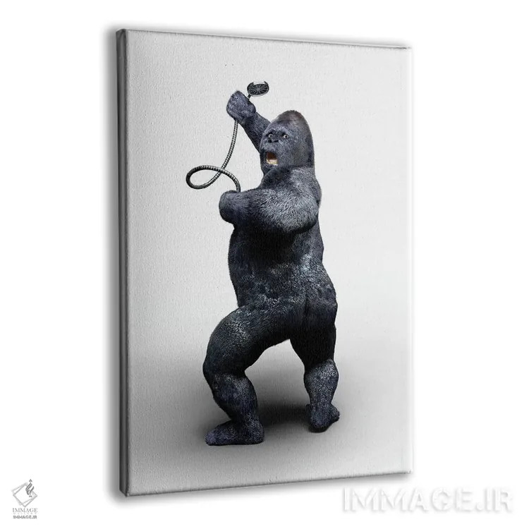 تابلو دکوراتیو گوریل در حال دوش گرفتن اثر جوفری فیلیپ - نمای پرسپکتیو محصول