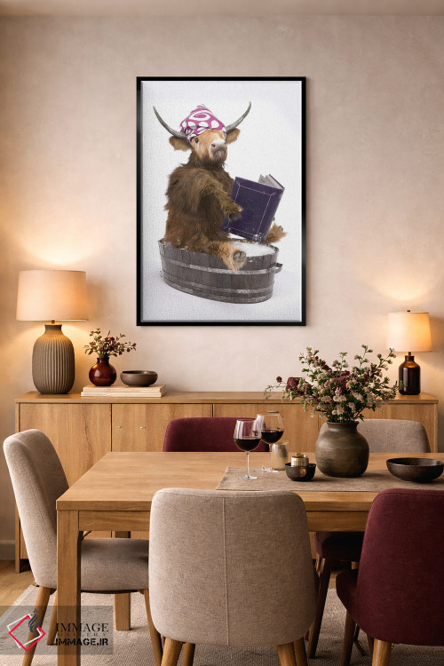 تابلو دکوراتیو گاو کوهستانی در حمام اثر جوفری فیلیپ - D4B