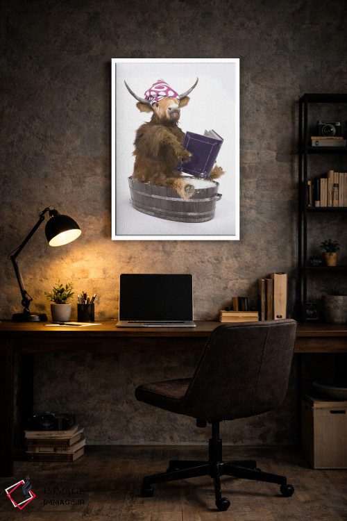 تابلو دکوراتیو گاو کوهستانی در حمام اثر جوفری فیلیپ - D6W