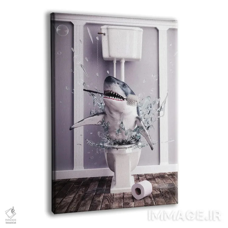 تابلو دکوراتیو کوسه در دستشویی اثر جوفری فیلیپ - نمای پرسپکتیو محصول