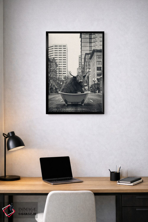 تابلو دکوراتیو گاو کوهستانی در خیابان اثر جوفری فیلیپ - D4B