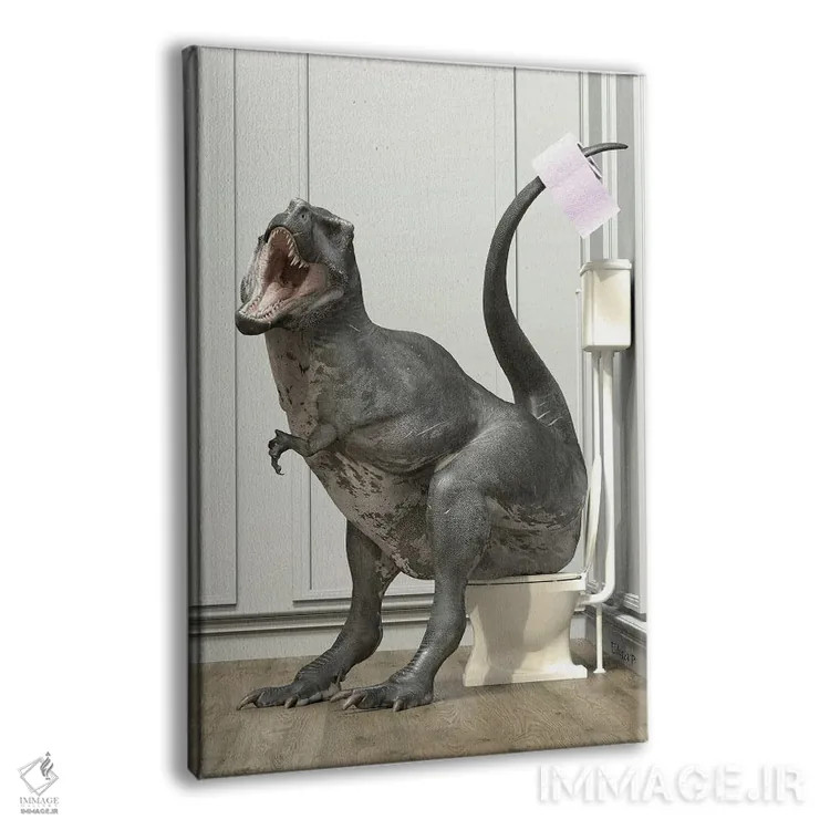 تابلو دکوراتیو تی رکس در دستشویی اثر جوفری فیلیپ - نمای پرسپکتیو محصول