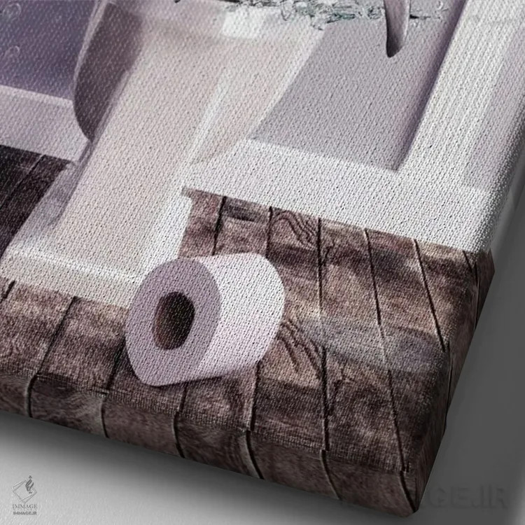 تابلو دکوراتیو کوسه در دستشویی اثر جوفری فیلیپ - نمای نزدیک بافت بوم