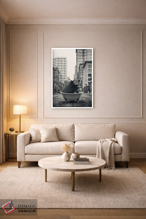 تابلو دکوراتیو گاو کوهستانی در خیابان اثر جوفری فیلیپ - D5W