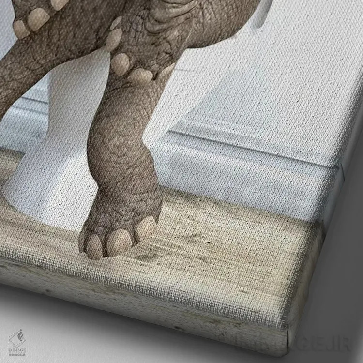 تابلو دکوراتیو فیل در دستشویی اثر جوفری فیلیپ - نمای نزدیک بافت بوم