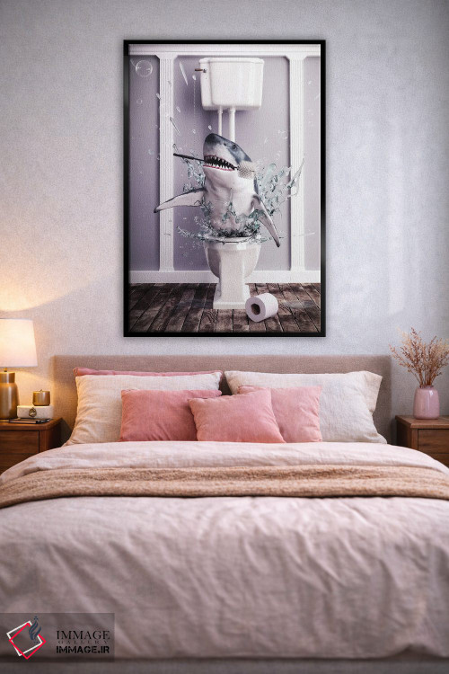 تابلو دکوراتیو کوسه در دستشویی اثر جوفری فیلیپ - D2B