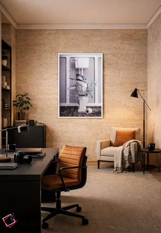 تابلو دکوراتیو کوسه در دستشویی اثر جوفری فیلیپ - D5W