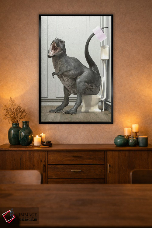 تابلو دکوراتیو تی رکس در دستشویی اثر جوفری فیلیپ - D2B