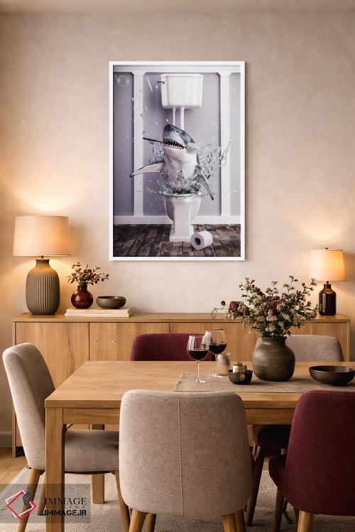 تابلو دکوراتیو کوسه در دستشویی اثر جوفری فیلیپ - D6W