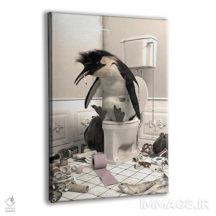 تابلو دکوراتیو پنگوئن نابود شده در دستشویی اثر جوفری فیلیپ - نمای پرسپکتیو محصول