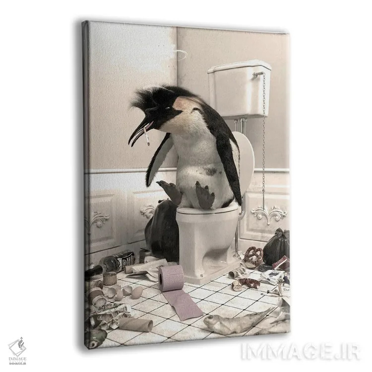 تابلو دکوراتیو پنگوئن نابود شده در دستشویی اثر جوفری فیلیپ - نمای پرسپکتیو محصول