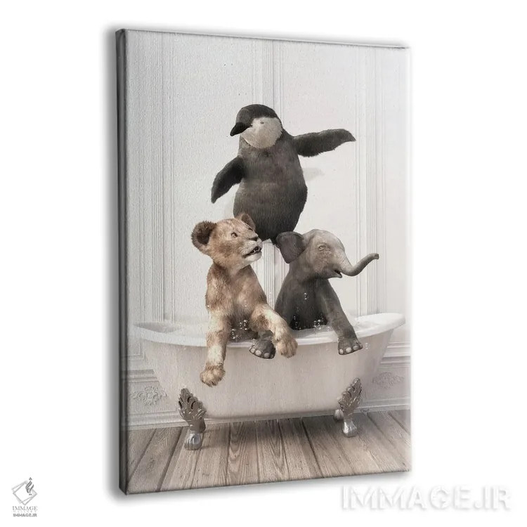 تابلو دکوراتیو حیوانات کوچک در وان حمام اثر جوفری فیلیپ - نمای پرسپکتیو محصول