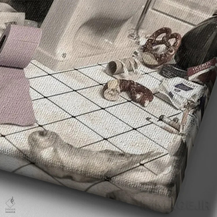 تابلو دکوراتیو پنگوئن نابود شده در دستشویی اثر جوفری فیلیپ - نمای نزدیک بافت بوم