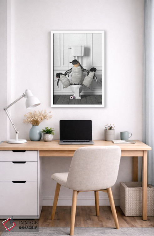 تابلو دکوراتیو پنگوئن های ژیمناست در دستشویی اثر جوفری فیلیپ - D5W