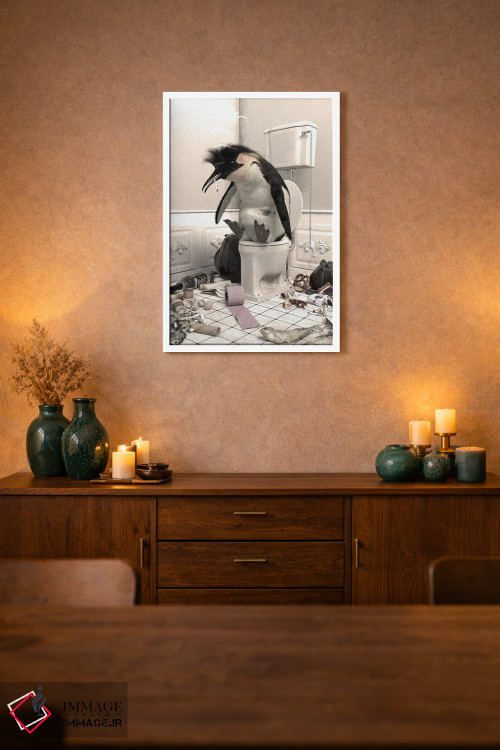 تابلو دکوراتیو پنگوئن نابود شده در دستشویی اثر جوفری فیلیپ - D1W