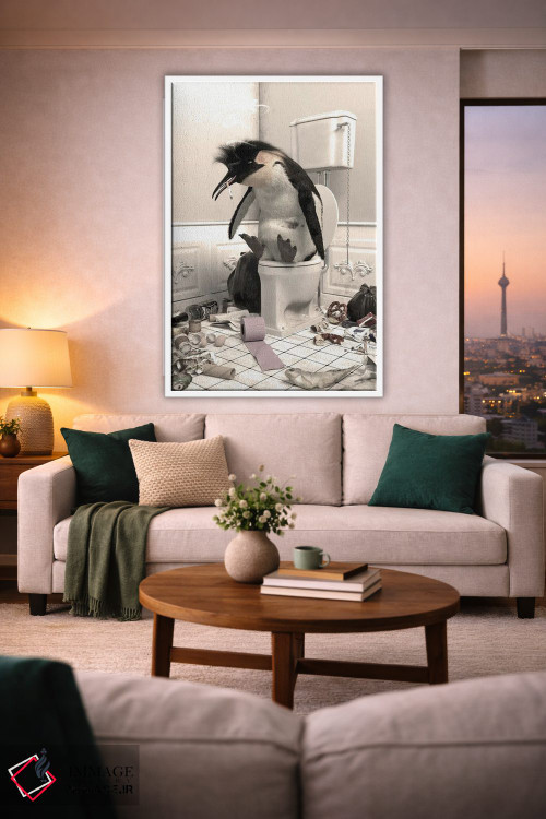 تابلو دکوراتیو پنگوئن نابود شده در دستشویی اثر جوفری فیلیپ - D2W