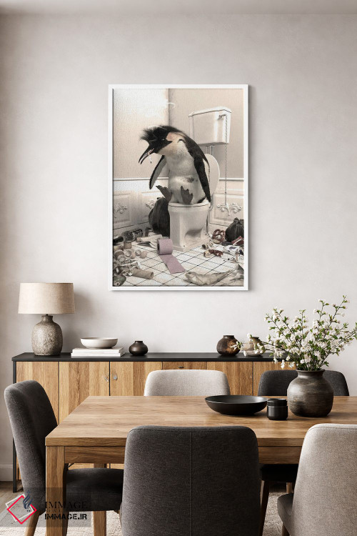تابلو دکوراتیو پنگوئن نابود شده در دستشویی اثر جوفری فیلیپ - D4W