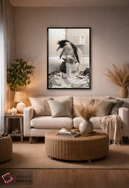 تابلو دکوراتیو پنگوئن نابود شده در دستشویی اثر جوفری فیلیپ - D5B
