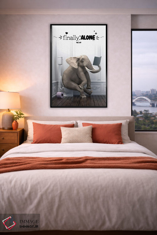 تابلو دکوراتیو فیل در دستشویی همراه با جمله انگیزشی اثر جوفری فیلیپ - D5B