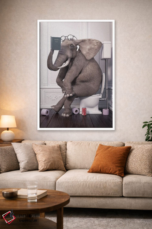 تابلو دکوراتیو فیل آرام در دستشویی در حال کتاب خوانی اثر جوفری فیلیپ - D1W