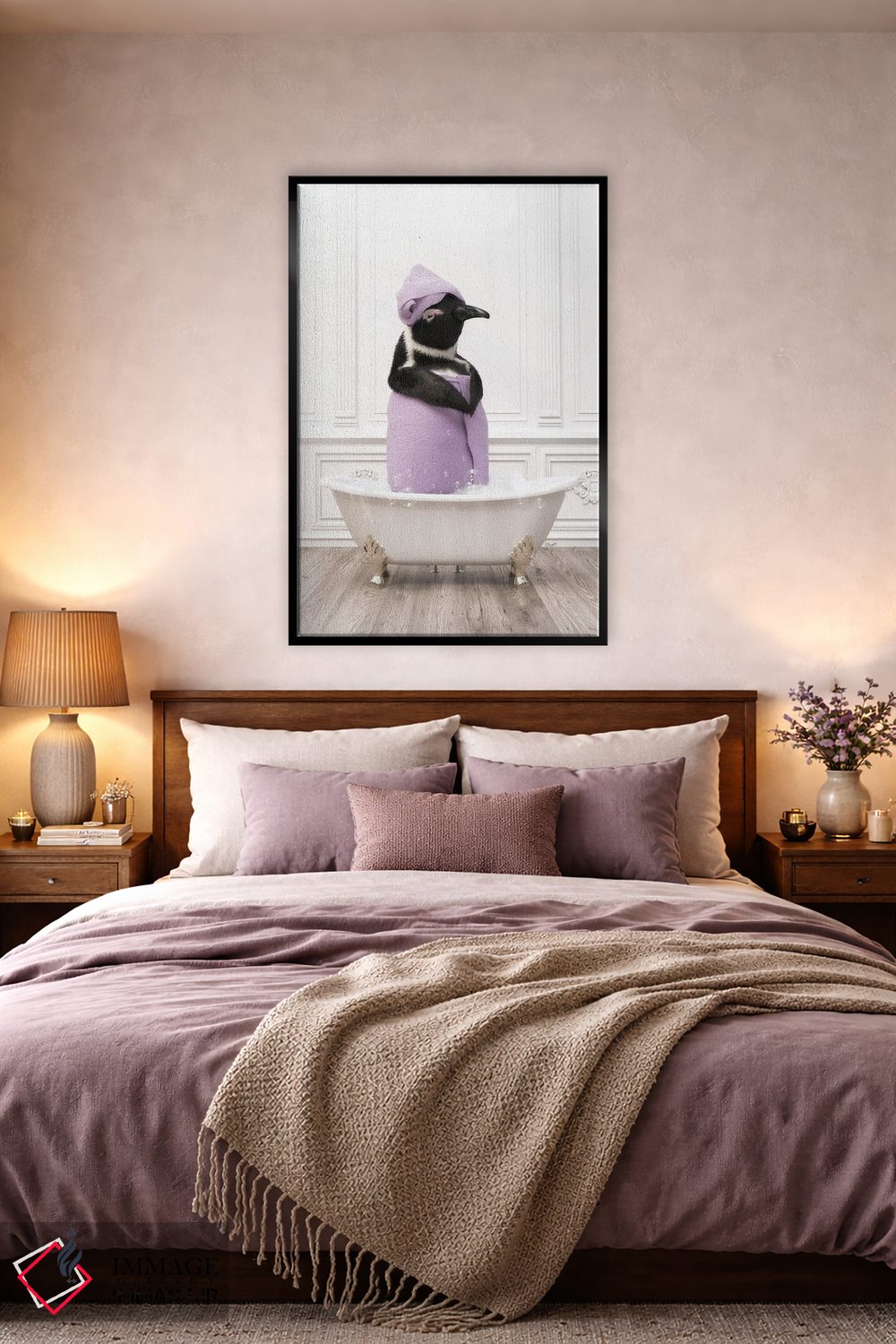 تابلو دکوراتیو پنگوئن با حوله حمام اثر جوفری فیلیپ - D3B