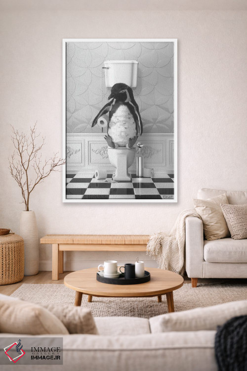 تابلو دکوراتیو پنگوئن روی دستشویی اثر جوفری فیلیپ - D1W