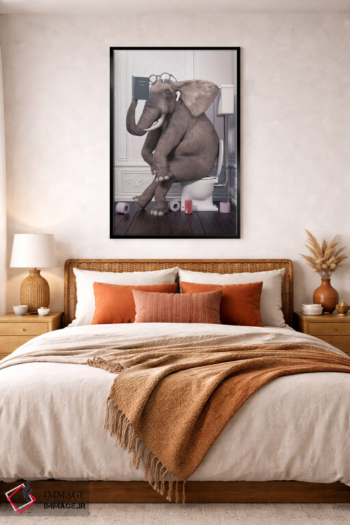تابلو دکوراتیو فیل آرام در دستشویی در حال کتاب خوانی اثر جوفری فیلیپ - D4B