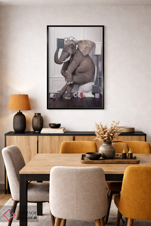 تابلو دکوراتیو فیل آرام در دستشویی در حال کتاب خوانی اثر جوفری فیلیپ - D5B