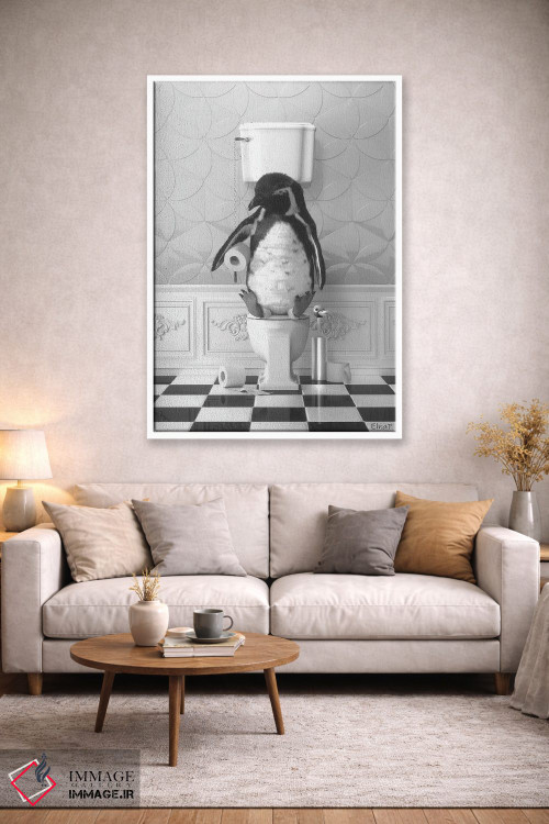 تابلو دکوراتیو پنگوئن روی دستشویی اثر جوفری فیلیپ - D2W
