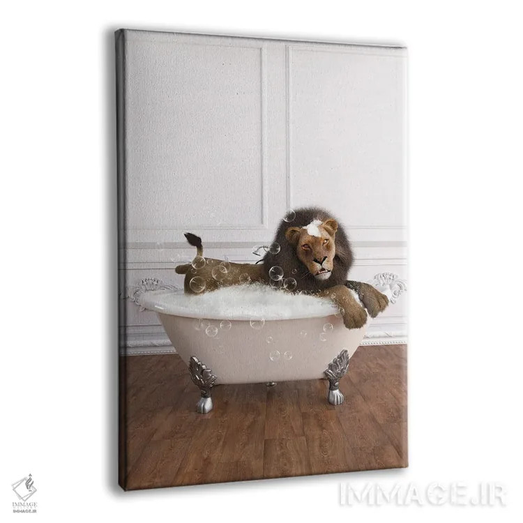 تابلو دکوراتیو شیر در حمام اثر جوفری فیلیپ - نمای پرسپکتیو محصول