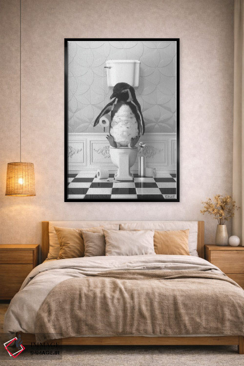 تابلو دکوراتیو پنگوئن روی دستشویی اثر جوفری فیلیپ - D4B