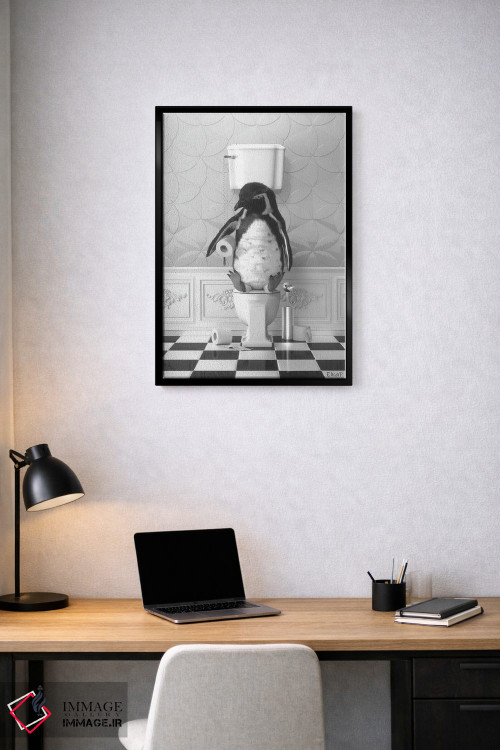 تابلو دکوراتیو پنگوئن روی دستشویی اثر جوفری فیلیپ - D3B