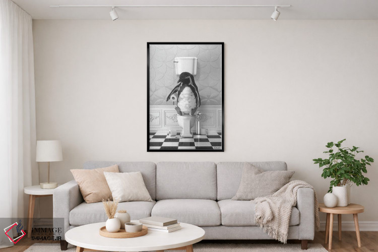 تابلو دکوراتیو پنگوئن روی دستشویی اثر جوفری فیلیپ - D5B