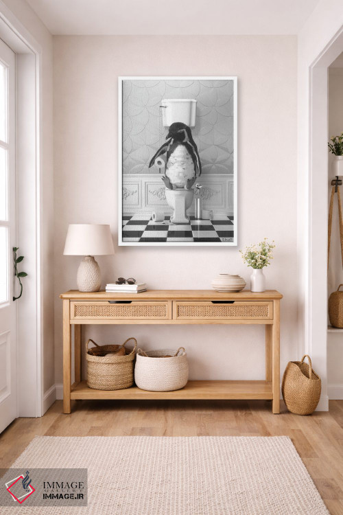 تابلو دکوراتیو پنگوئن روی دستشویی اثر جوفری فیلیپ - D6W