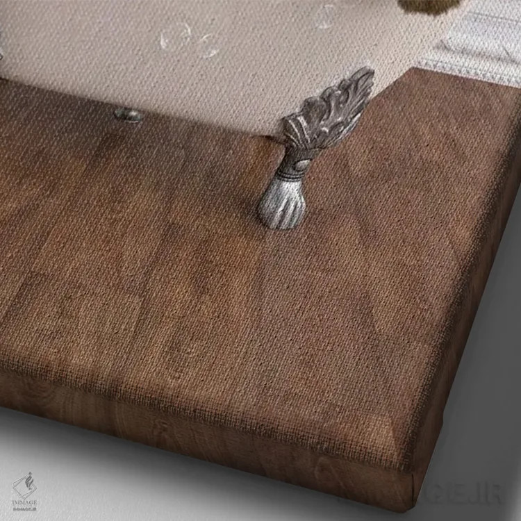 تابلو دکوراتیو شیر در حمام اثر جوفری فیلیپ - نمای نزدیک بافت بوم