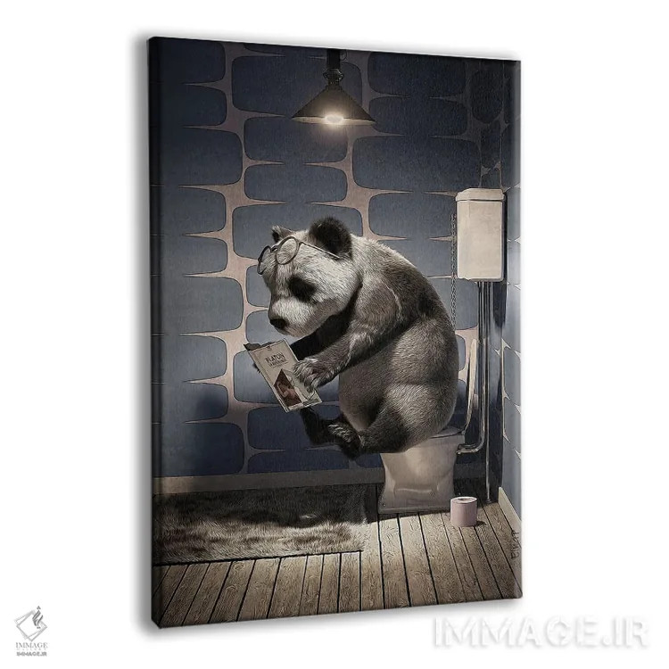تابلو دکوراتیو پاندا روی دستشویی اثر جوفری فیلیپ - نمای پرسپکتیو محصول