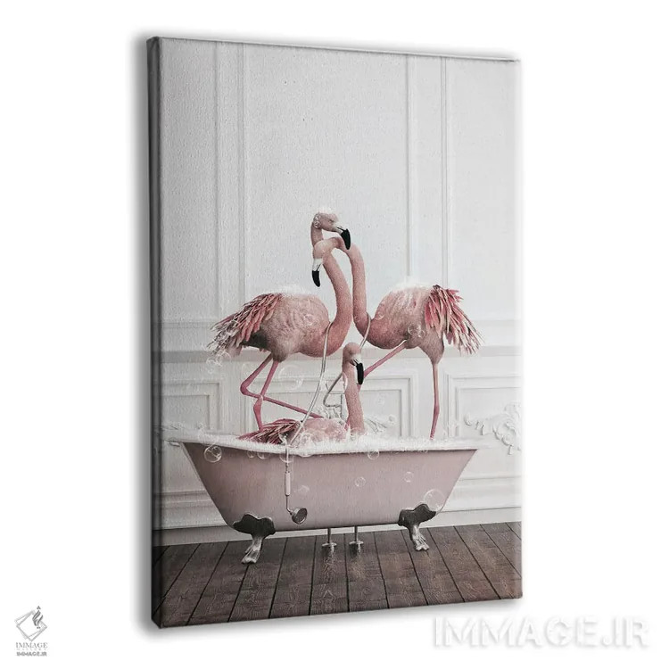 تابلو دکوراتیو فلامینگو در حمام اثر جوفری فیلیپ - نمای پرسپکتیو محصول